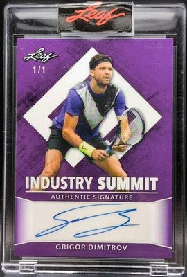 GRIGOR DIMITROV 2021 Leaf Industry Summit AUTO Purple SP 1/1 ATP Tennis Bulgaria