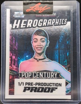 ZOE SALDANA 2024 Leaf Pop Century Herographics PROOF White SP #1/1 Gamora Avatar
