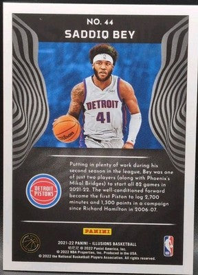 SADDIQ BEY 2021-22 Panini Illusions Trophy Collection BLACK /49 Pistons Pelicans