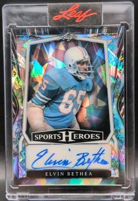 ELVIN BETHEA 2025 Leaf Sports Heroes AUTO Black Crystal SP #6/35 Houston Oilers