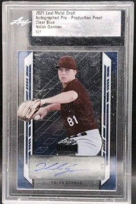NOLAN GORMAN 2021 Leaf Metal Draft RC AUTO PRE-PRODUCTION PROOF SP 1/1 Cardinals