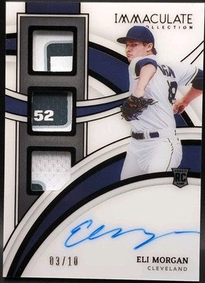 ELI MORGAN 2022 Panini Immaculate AUTO TRIPLE Jersey LAUNDRY TAG PATCH #/10 Cubs