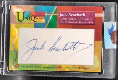 JACK SCARBATH 2025 Historic HA Uniques CUT AUTO SP #1/1 of Steelers Maryland HoF