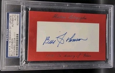 BILLY JOHNSON 2010 H.A In Memory Of Jumbo CUT AUTO SP #1/1 Yankees Cardinals PSA