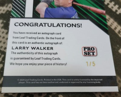 LARRY WALKER 2024 Leaf Collective Pro Set AUTO Black Shimmer #1/5 Rockies Expos