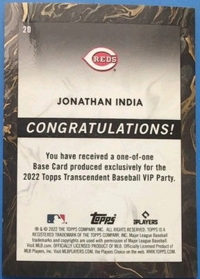 JONATHAN INDIA 2022 Topps Transcendent Collection VIP PARTY #1/1 Reds Royals #20