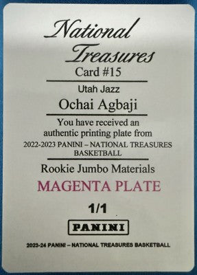 OCHAI AGBAJI 2022-23 National Treasures Jumbo Materials PRINTING PLATE #1/1 Jazz