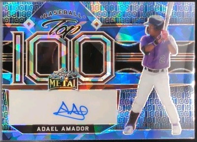 ADAEL AMADOR 2022 Leaf Metal Top 100 RC AUTO PROOF Blue Crystals SP #1/1 Rockies