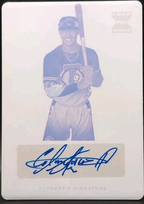 CARLOS COLMENAREZ 2020 Leaf Trinity RC AUTO PRINTING PLATE 1/1 of Tampa Bay Rays