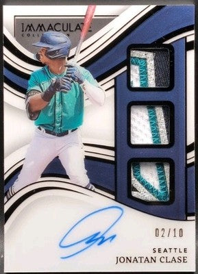 JONATAN CLASE 2023 Panini Immaculate AUTO TRIPLE Jersey PATCH Black /10 Mariners