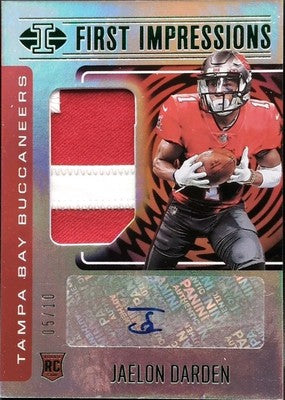 JAELON DARDEN 2021 Panini Illusions DUAL RC AUTO Jersey PATCH Green SP #/10 Bucs
