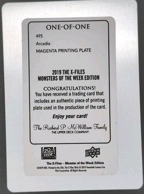 ARCADIA 2019 The X-Files Monsters Of The Week PRINTING PLATE #1/1 Mulder Scully