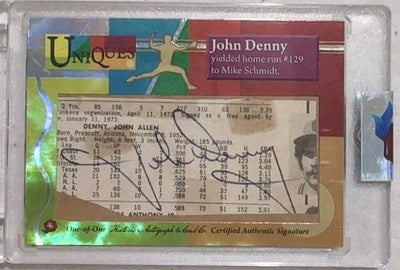 JOHN DENNY 2025 Historic HA Uniques CUT AUTO #1/1 Reds Phillies Mike Schmidt HR