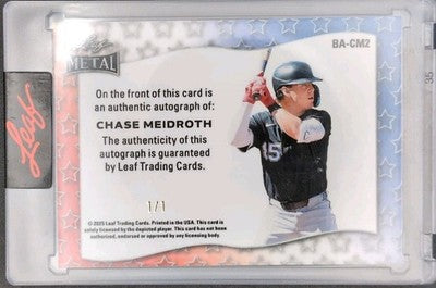 CHASE MEIDROTH 2025 Leaf Metal Independence Day AUTO Crystal #1/1 Red White Sox