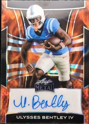 ULYSSES BENTLEY IV 2025 Leaf Metal RC AUTO Fire Lava SP #1/1 Colts Ole Miss SMU