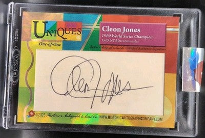 Cleon JONES Wayne GARRETT 2025 Historic Uniques DUAL CUT AUTO #1/1 1969 NY Mets