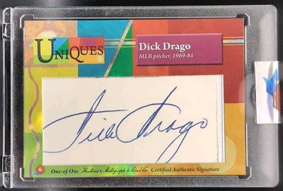 DICK DRAGO 2025 Historic Uniques CUT AUTO #1/1 Red Sox Angels Hank Aaron HR #755