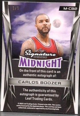 CARLOS BOOZER 2025 Leaf Signature Series Midnight AUTO Prismatic #1/1 Bulls Jazz