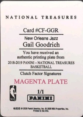 GAIL GOODRICH 2018-19 Panini National Treasures PRINTING PLATE #1/1 Jazz Lakers