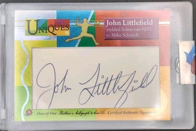 JOHN LITTLEFIELD 2025 HA Uniques CUT AUTO #1/1 Cardinals Padres Mike Schmidt HR