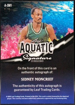 SIDNEY MONCRIEF 2025 Leaf Signature Series Aquatic AUTO Crystal #1/1 Bucks Hawks