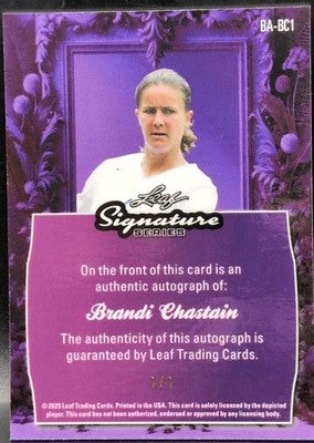 BRANDI CHASTAIN 2025 Leaf Signature Series AUTO Silver SP #1/1 6 USA INSCRIPTION