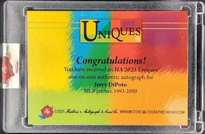 JERRY DIPOTO 2025 Historic HA Uniques CUT AUTO SP 1/1 Rockies Angels Mariners GM