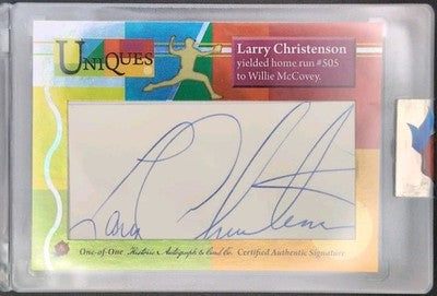 LARRY CHRISTENSON 2025 HA Uniques CUT AUTO SP #1/1 of Phillies Willie McCovey HR