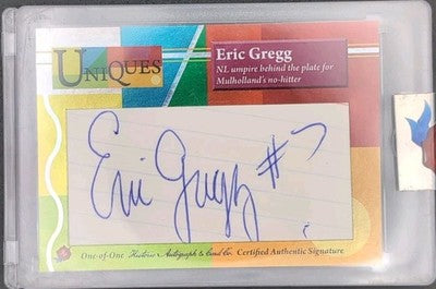 ERIC GREGG 2025 Historic HA Uniques CUT AUTO SP #1/1 MLB Umpire Terry Mulholland