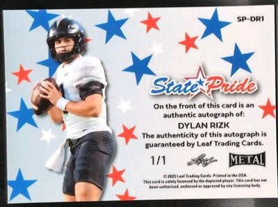 DYLAN RIZK 2025 Leaf Metal State Pride AUTO Galaxy Mojo 1/1 UCF Knights Stanford