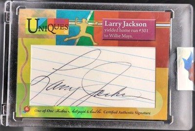 LARRY JACKSON 2025 Historic HA Uniques CUT AUTO #1/1 Cardinals Cubs Willie Mays