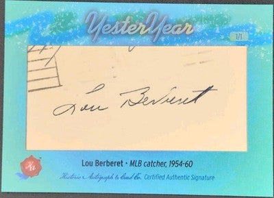 LOU BERBERET 2025 Historic HA YesterYear CUT AUTO SP 1/1 Yankees Senators Tigers