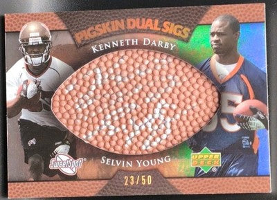 Selvin YOUNG Kenneth DARBY 2007 NFL Sweet Spot Pigskin DUAL Sigs AUTO BALL #/50