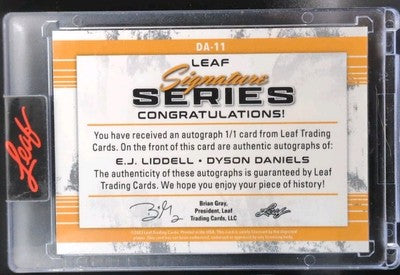 Dyson DANIELS E.J. LIDDELL 2022-23 Leaf Signature Series DUAL AUTO #1/1 Pelicans