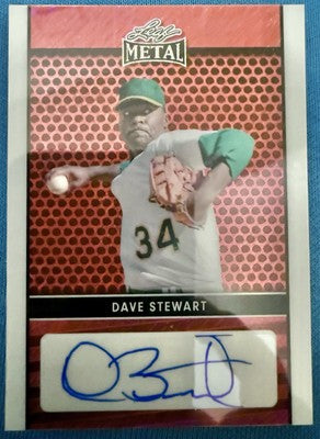 DAVE STEWART 2024 Leaf Collective Metal AUTO RED SP #2/4 A's Athletics Blue Jays