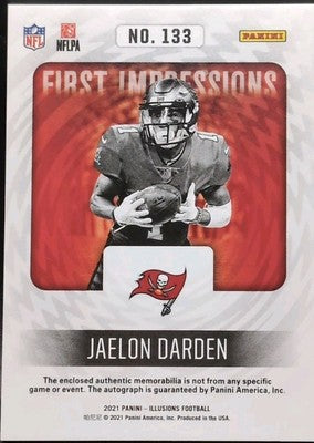 JAELON DARDEN 2021 Panini Illusions DUAL RC AUTO Jersey PATCH Green SP #/10 Bucs