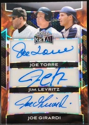 Joe TORRE Jim LEYRITZ GIRARDI 2025 Leaf Metal TRIPLE AUTO SP 1/1 Yankees Manager