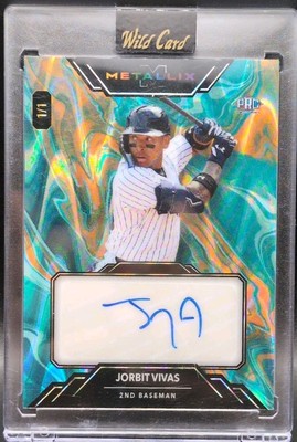 JORBIT VIVAS 2024 Wild Card Metallix PRC AUTO Paint Teal Raywave SP #1/1 Yankees