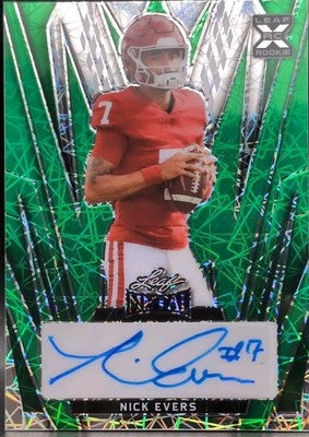 NICK EVERS 2024 Leaf Metal AUTO Green Lasers SP #1/1 of Sooners Badgers Huskies