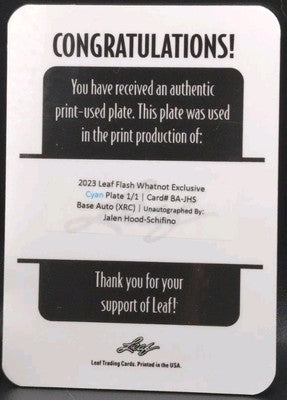 JALEN HOOD-SCHIFINO 2023-24 Leaf Flash Whatnot 4X PRINTING PLATE SET #1/1 Lakers