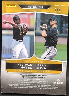 Ke'Bryan HAYES Jared OLIVA 2021 Panini Spectra DUAL Jersey BUTTON TAG PATCH #7/8