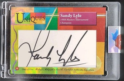SANDY LYLE 2025 Historic HA Uniques CUT AUTO SP 1/1 of PGA Golf HoF 1988 Masters