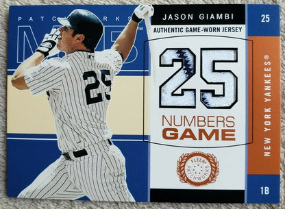 JASON GIAMBI 2003 Fleer Patchworks Numbers Dual Game Worn Jersey SP A's Yankees