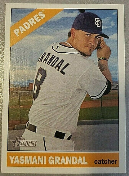 YASMANI GRANDAL 2015 Topps Heritage SP Gum Stain Back Variation White Sox Padres