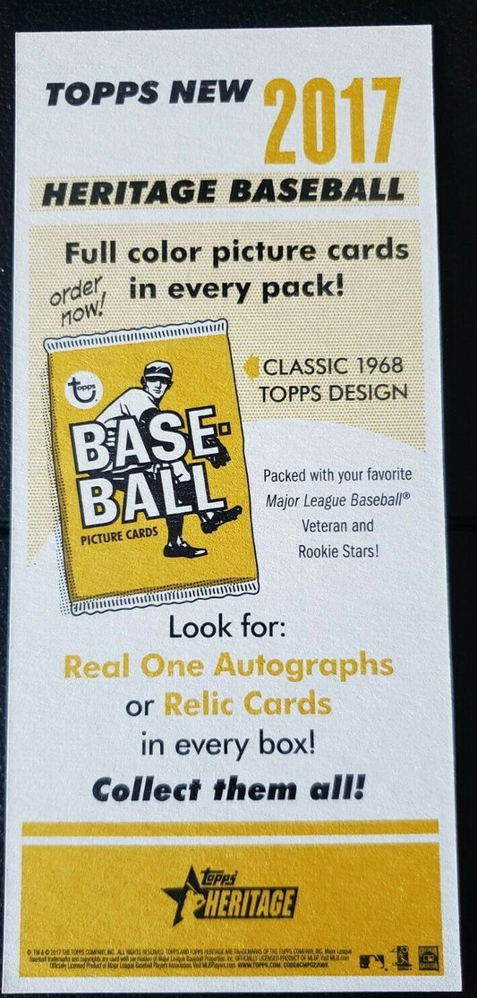Corey KLUBER Brandon CRAWFORD 2017 Topps Heritage SP Triple Ad Panel Box Topper