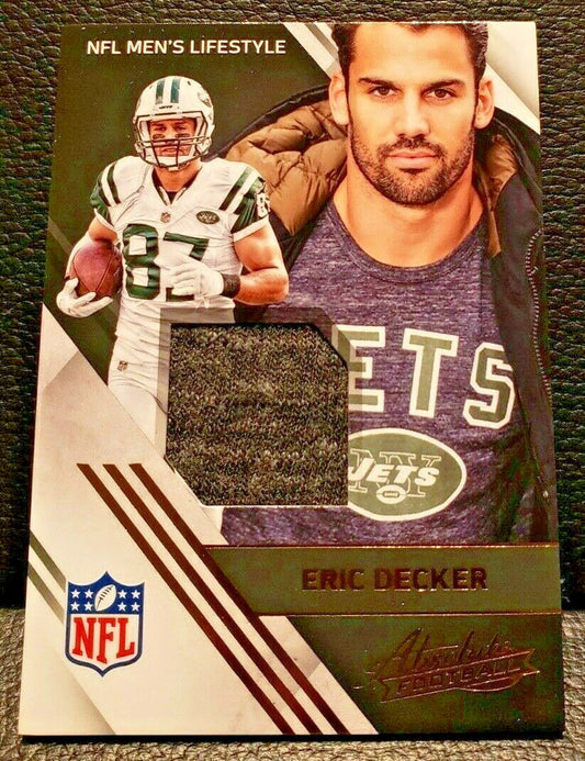 ERIC DECKER 2016 Panini Absolute NFL Men's Lifestyle Player-Worn NY Jets T-Shirt