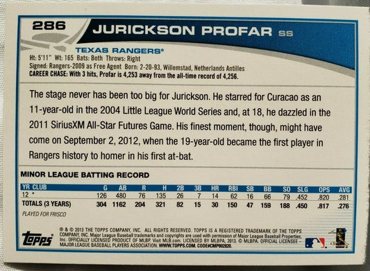 JURICKSON PROFAR 2013 Topps Series 1 Green Shimmer Sparkle Texas Rangers Padres