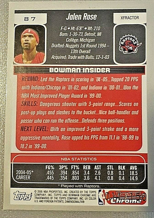 JALEN ROSE 2005-06 Bowman Chrome Draft Picks X-Fractor Refractor SP /150 Raptors