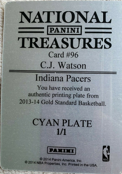 C.J. WATSON 2013-14 Panini Gold Standard Cyan PRINTING PLATE #1/1 Nets Pacers CJ