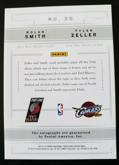 Nolan SMITH Tyler ZELLER 2012-13 Panini National Treasures DUAL AUTO SILVER #/49
